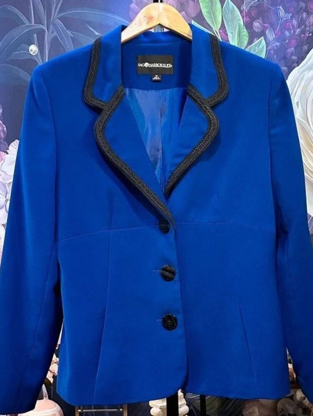 Sag Harbor 16 Blue Blazer Black Trim Office Siren Preppy Old Money Classic